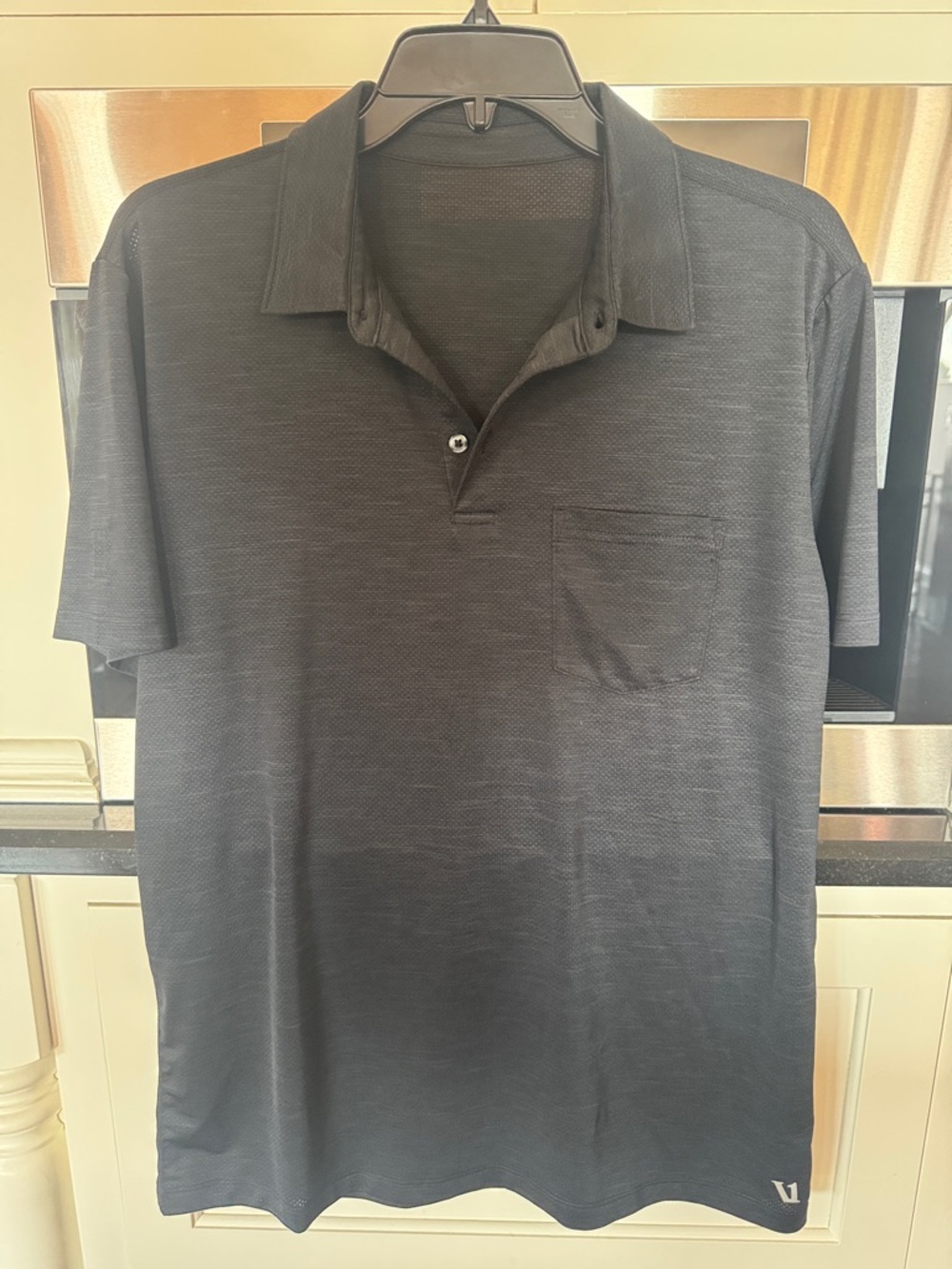 Vuori Black Short-Sleeve Polo with Chest Pocket
